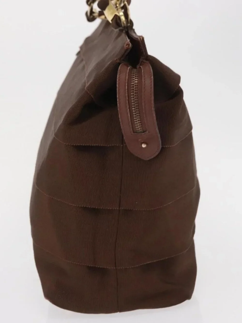 Salvatore Ferragamo Vala Tote Bag Canvas Brown Gold Auth bs32177